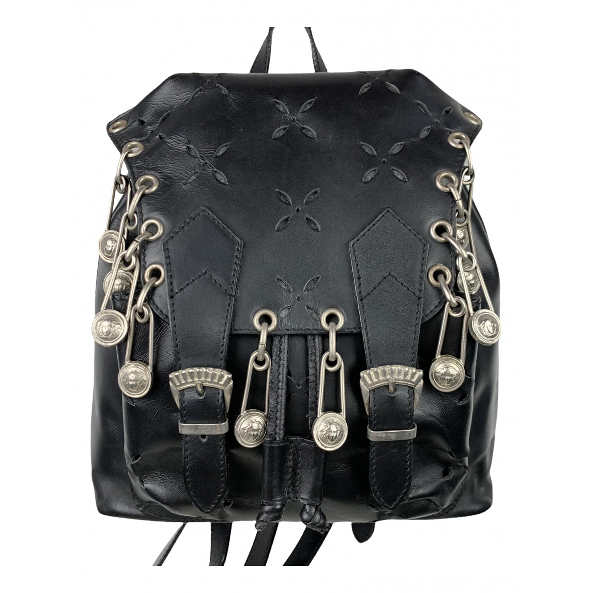 Leather backpack Gianni Versace Black 
